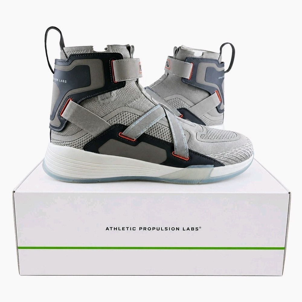 APL Super Future High Top Sneakers Men 14 Gray Black Knit Strap Athletic Shoes